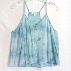 Becaal Sleeveless Cropped Tie Dye Teal Camisole Top Adjustable Straps Size L